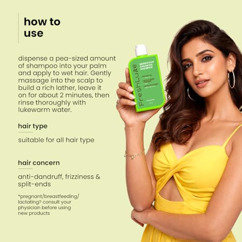 Image of Moroccan Argan Oil Shampoo for Men & Women - 200ml | Anti-Dandruff Hair Repair Cleanser with Apple Cider Vinegar, Apple Powder | Deep Nourishment Frizz Control | Sulphate Free, Paraben Free