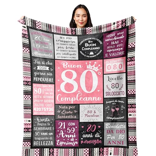 Yesbird 80 Anni Compleanno Donna, Regali Per 80 Anni 1945, Regalo di 80° Compleanno/Amica/Mamma/Nonna/Moglie, Idee Regalo Donna Coperta 130X150CM