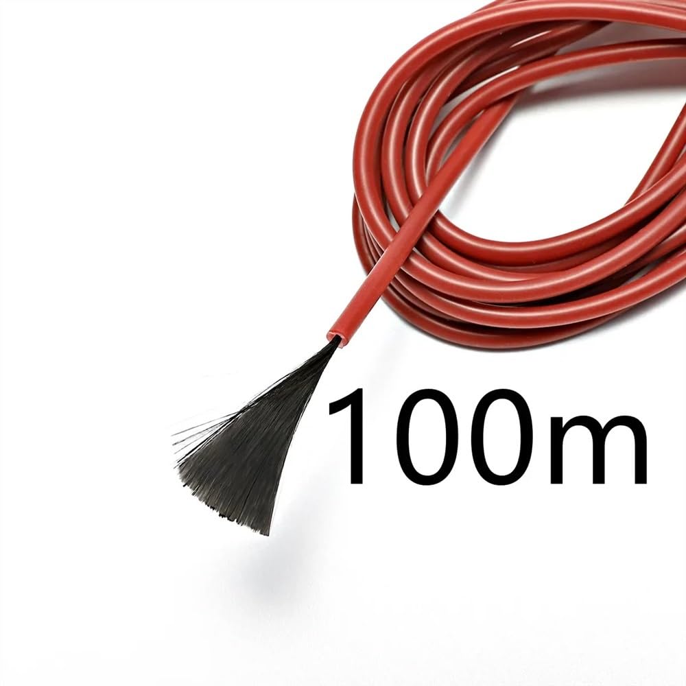 Cable calefactor de fibra de carbono de 100 m - Cable eléctrico de 12 K con resistencia de 33 ohmios/m for aplicaciones de calefacción flexibles(Red)