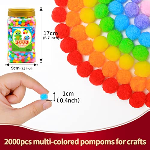 image for Praisebank Multi-Colored Pom poms, 2000pcs, 1cm, Pom Poms for Arts and