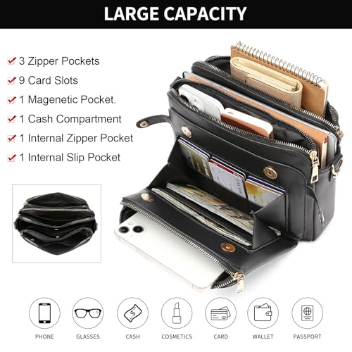 SENDEFN Vegan Leather Crossbody Bags for Women, Three-Layer Shoulder Bag, Sling Crossover Shoulder Bag2