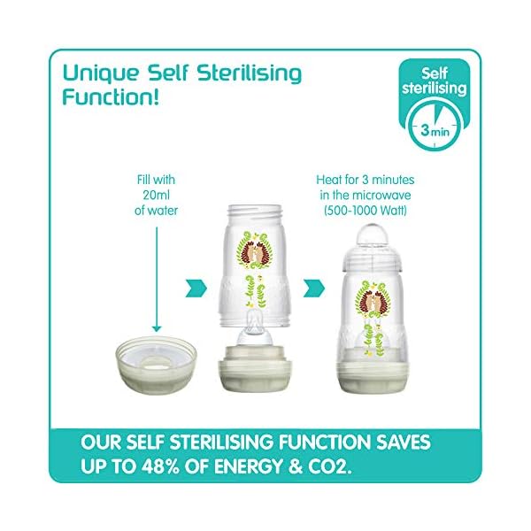 MAM Easy Start Self Sterilising Anti-Colic Baby Bottle Pack of 3 (3 x 260 ml), Anti-Colic Bottle with Medium Flow MAM… – Bild 3