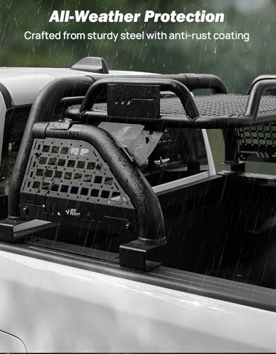 Image of JOYTUTUS Roll Bar for Full Size Truck with Cargo Basket & Brake Light, Pickup Chase Rack Sports Bar Compatible with F150, F250, F350, Silverado, Sierra, Ram 1500 2500 3500, Tundra
