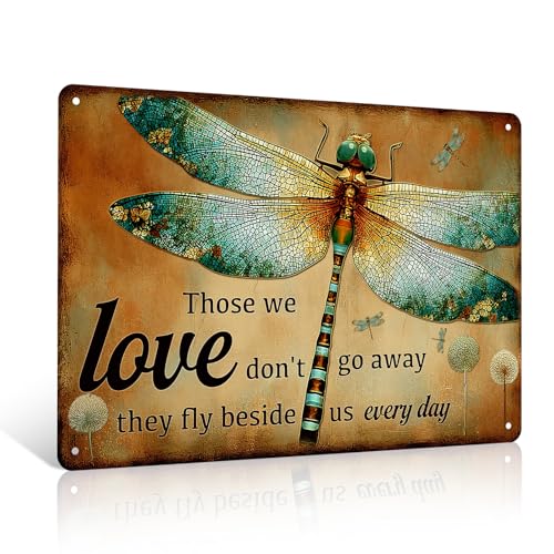 Image of Ulord Dragonfly Metal Sign 8x12 Inch Memorial inspirational Quotes Wall Art