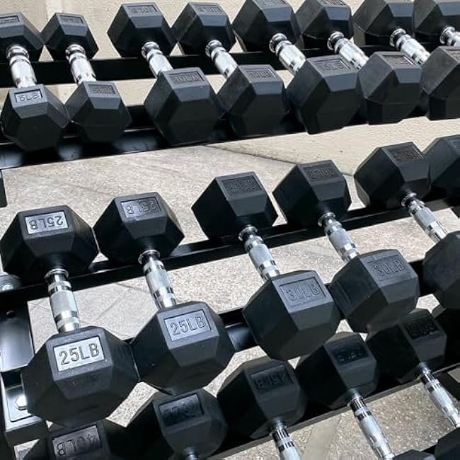 350/450/550 LBS Hex Dumbbell Weight Set with Rack for Complete Home Outdoor Gym Cast Iron 5-50 lbs Dumbbells Exercise Fitness Equipment Durable Coated Rubber Weights and Storage Rack