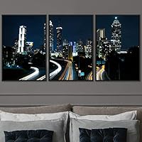 3 Piece Framed Canvas Wall Art City Illuminations Canvas Prints Home Artwork Decoration for Living Room,Bedroom - 16