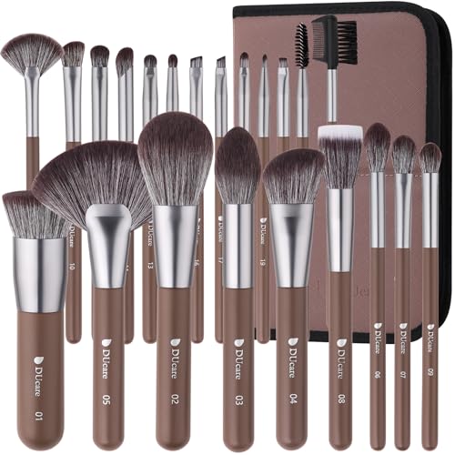 DUcare Lot de 22 pinceaux de maquillage professionnels avec sac - Pinceaux de maquillage synthétiques de qualité supérieure - Pinceau Kabuki pour fond de teint, poudre, blush
