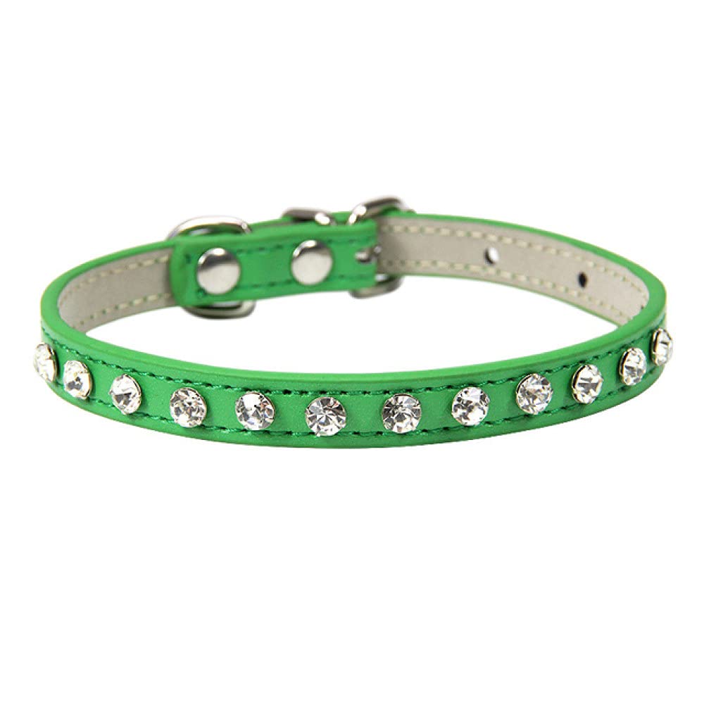 Strass Hundehalsband Aus PU-Leder - Glitzerndes Diamant-Halsband Für Hunde & Katzen, Verstellbar In S (Grün)