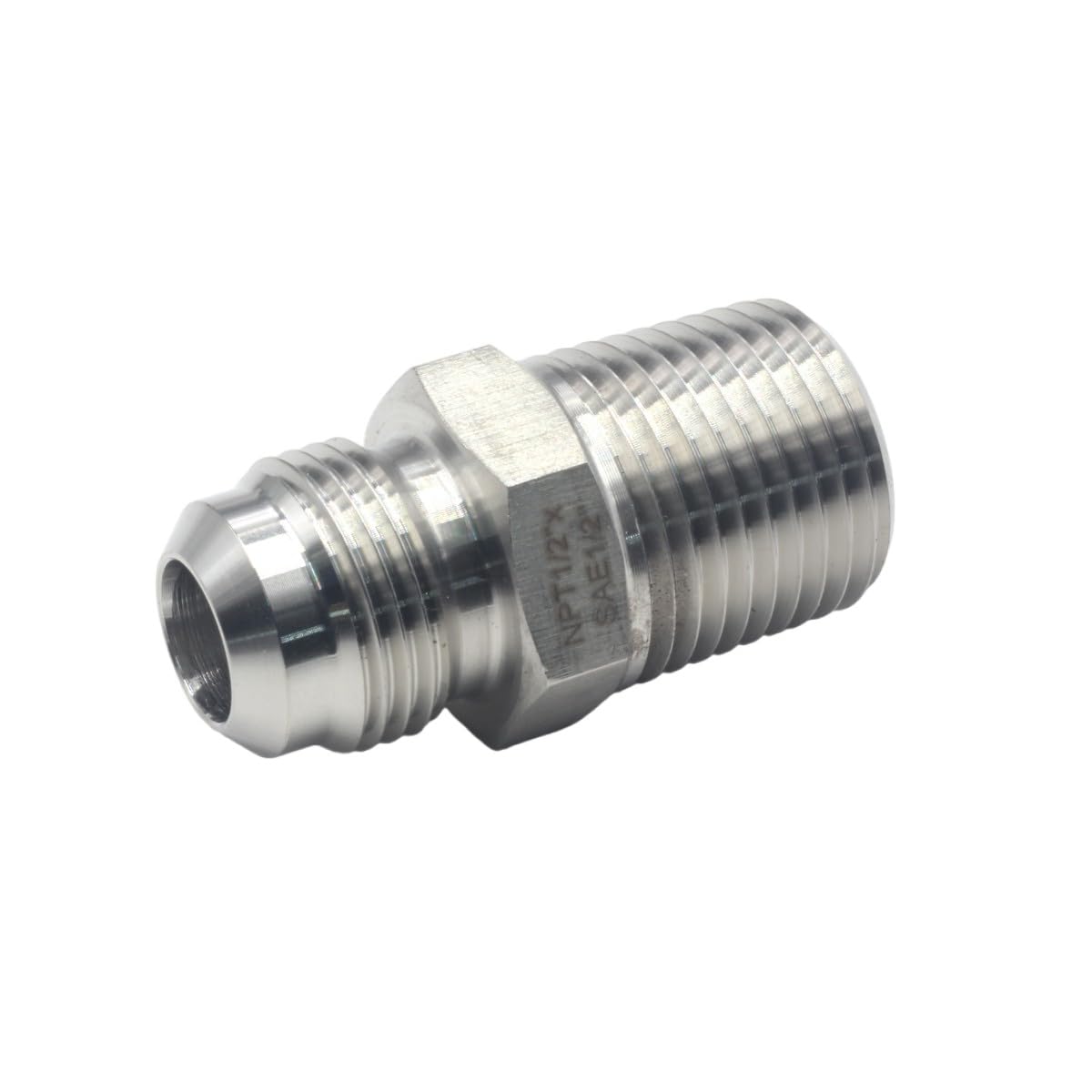 HFS(R) 1/2" NPT Male to 1/2" SAE Male Flare Tubing Adapter Hose Connector Pipe Fittings 304 Stainless Steel