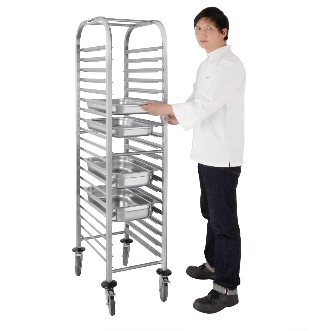 Vogue Gastronorm Chariot de cuisine en acier inoxydable 557 x 380 x 1700 mm