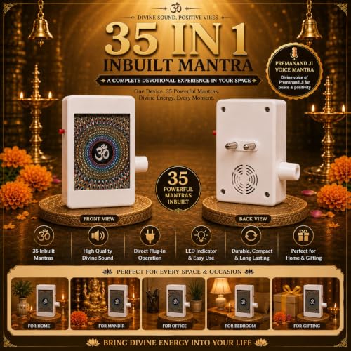 Image of 35-in-1 Gayatri Mantra Chanting Box | Hindu Spiritual Audio Player with Glowing Front | Om Chanting Device for Peace, Prosperity & Meditation | Plug & Play Mantra Machine Adjustable Volume, White
