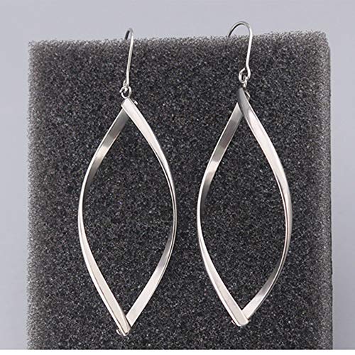 Stainless Steel Rhombic Wave Shaped Simple Plain Dangle Earrings4