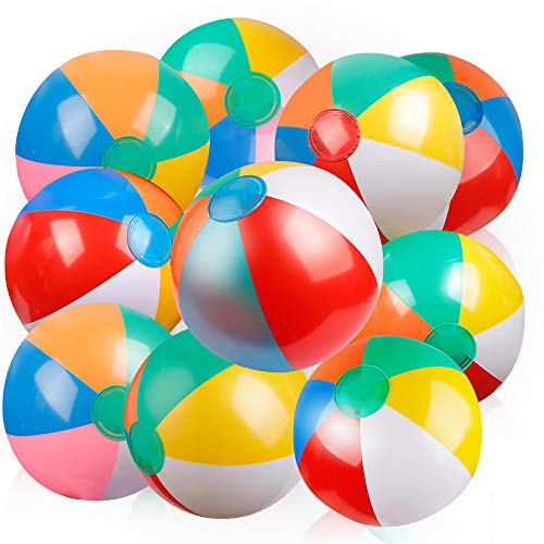 Coogam Inflatable Beach Ball Classic Rainbow Color Birthday Pool Party Favors Summer Water