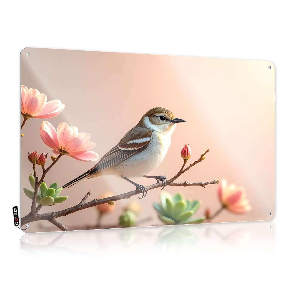 Distressed Funny Vintage Signs, Painting Gift For Lawyer A Bird Perches On A Branch Adorned With Pink Flowers. | Farmhouse Beach Decor(30X40CM)