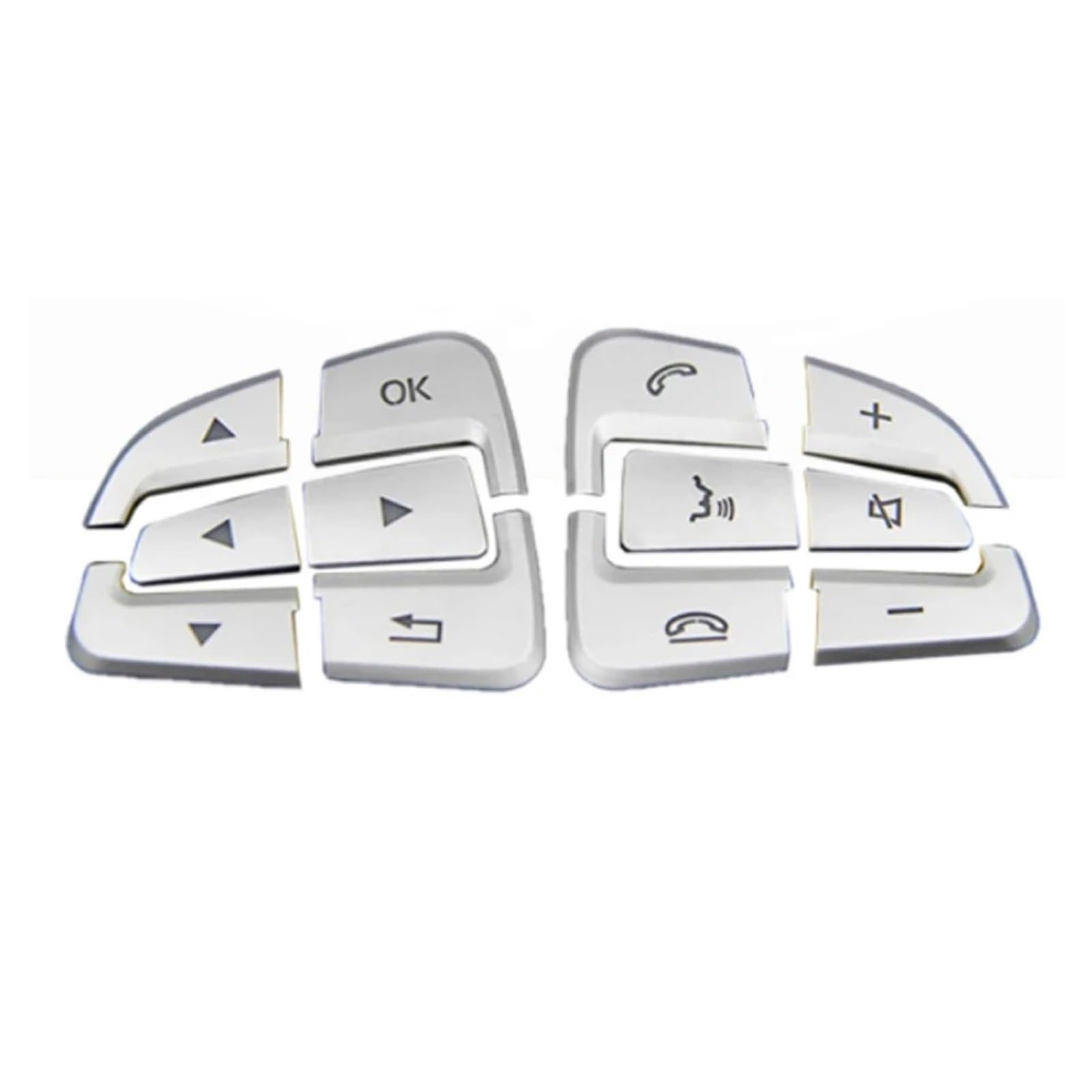 Car Interior Button Sticker Compatible with Benz for CLA for GLE 2015-2019 for GLS 2016-2019 Car Steering Wheel Button Cover Trim Lnner Decoration Sticker(Silver)