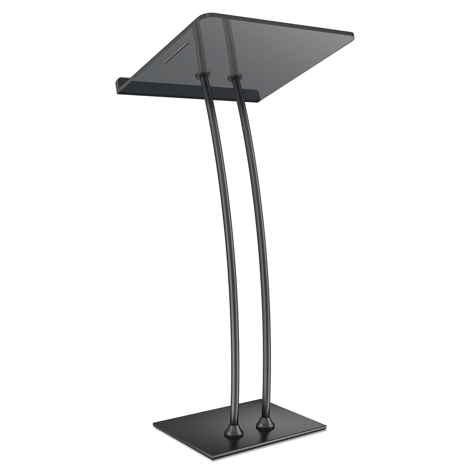 45'' Acrylic Podium Stand, Ultra Clear Iron Pulpits for Churches, Modern Lectern for Church, Conference, Speech, Classroom, 44.9''H x 23.6''L x 15.7''W (Black)