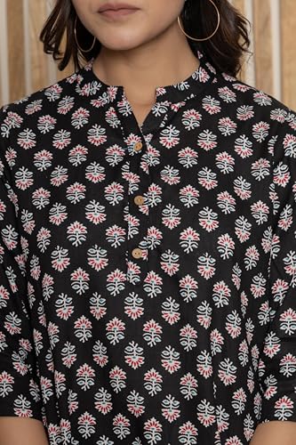 Image of Women's Cotton Printed Kurta Top | 3 /4 Sleeve Straight Kurti Casual Outings