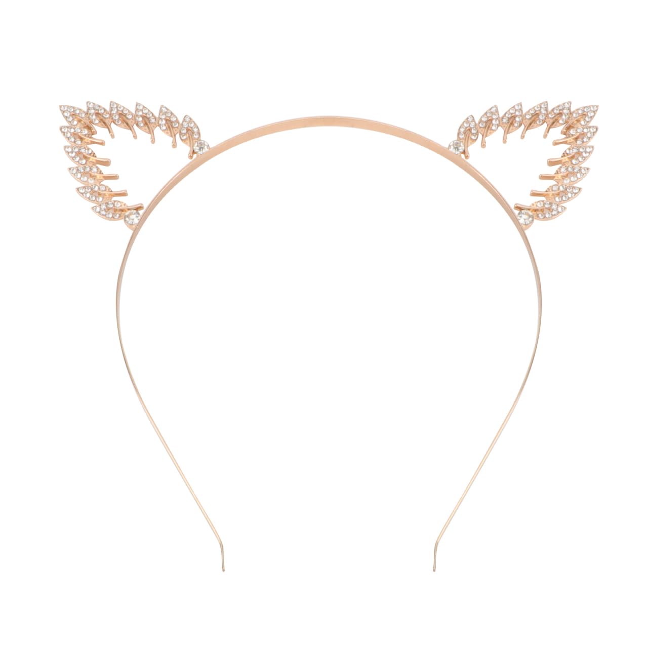 per capelli con orecchie di gatto, con foglie di cristallo, accessorio per capelli
