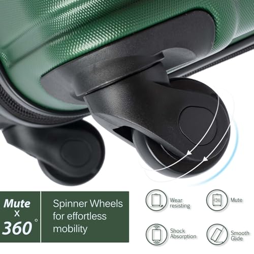 Altillo Luggage Sets 3 Piece PC+ABS Lightweight Hardside Luggage Sets with Spinner Wheels TSA Lock Hardshell Suitcase Set, 3-Piece Set (20/24/28) (Green) 7