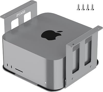 IFCASE Aluminum Under Desk Mount for Mac Studio M1 Max Ultra with Anti-Scratch Pad Silver