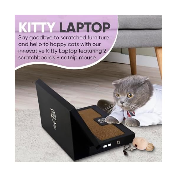Kitty Laptop - Spielzeug für Katzen mit interaktiver Plüschmaus mit Katzenminze - Katzen-Computerspielzeug gegen Langeweile mit 50 Aufklebern – Bild 6