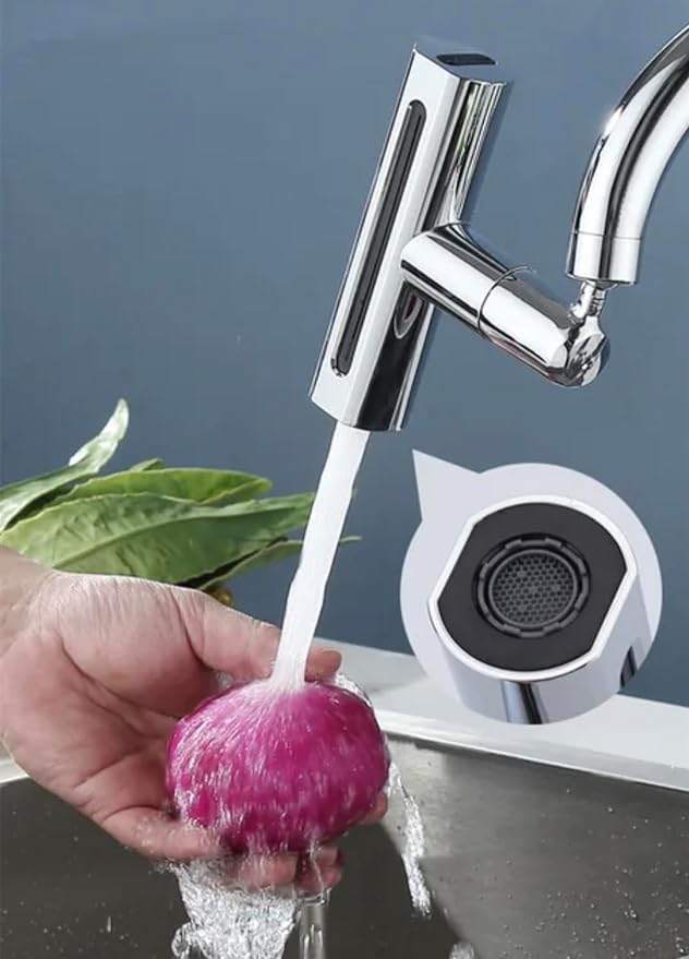 Image of 4 Modes Splash-Proof Kitchen Faucet 360 Swivel Bathroom Faucet Extender Multi Function Sink Swivelling Waterfall Tap Accessory for Washing Vegetable Fruit,Waterfall Kitchen Faucet.