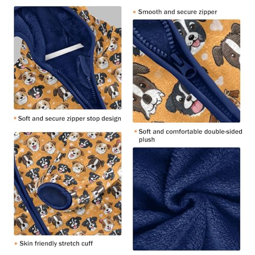 Funny Dog Boys Fleece Coat,Children's Zip-Up Hoodie Jacket,Baby Warm Fashion Outerwear 3-10T,A1132893