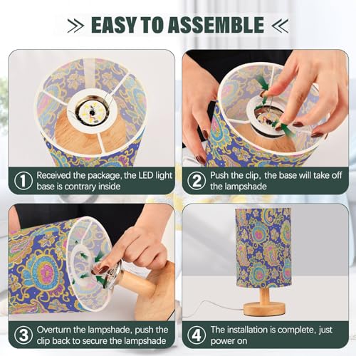 Lámpara de Mesa Pequeña Estilo Casual Azul Floral miniatura 4