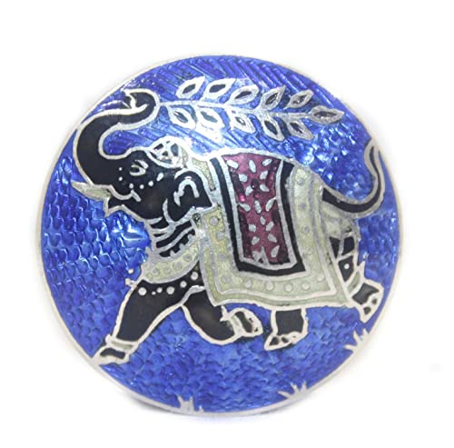 Rajasthan Gems Box Enamel Silver Trinket Sterling 925 Cloisonne Elephant