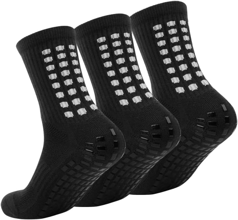DandyChic Youth Grip Soccer Socks, Non Slip Athletic Sports Football Basketball Socks with Grip Pads 3 Pairs