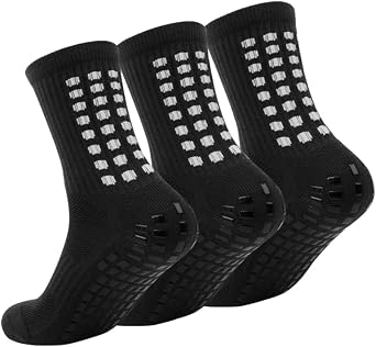 DandyChic Youth Grip Soccer Socks, Non Slip Athletic Sports Football Basketball Socks with Grip Pads 3 Pairs