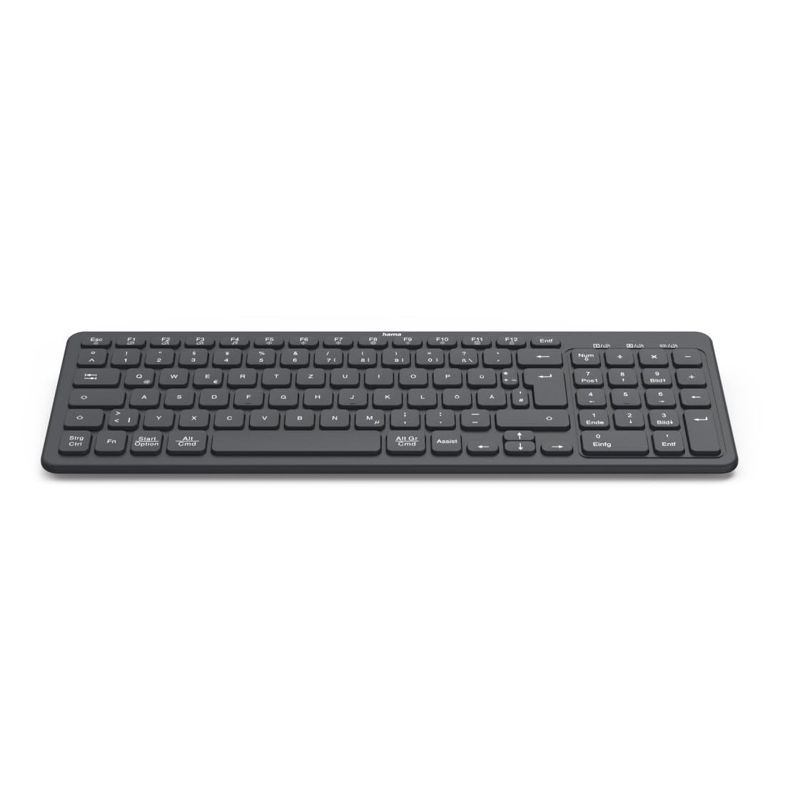 Hama Tastiera senza fili (Multi Device Keyboard con Wireless/​Bluetooth per PC, Smartphone, Tablet, connessione stabile, con batterie, tasti silenziosi, tasti multimediali, layout tedesco QWERTZ