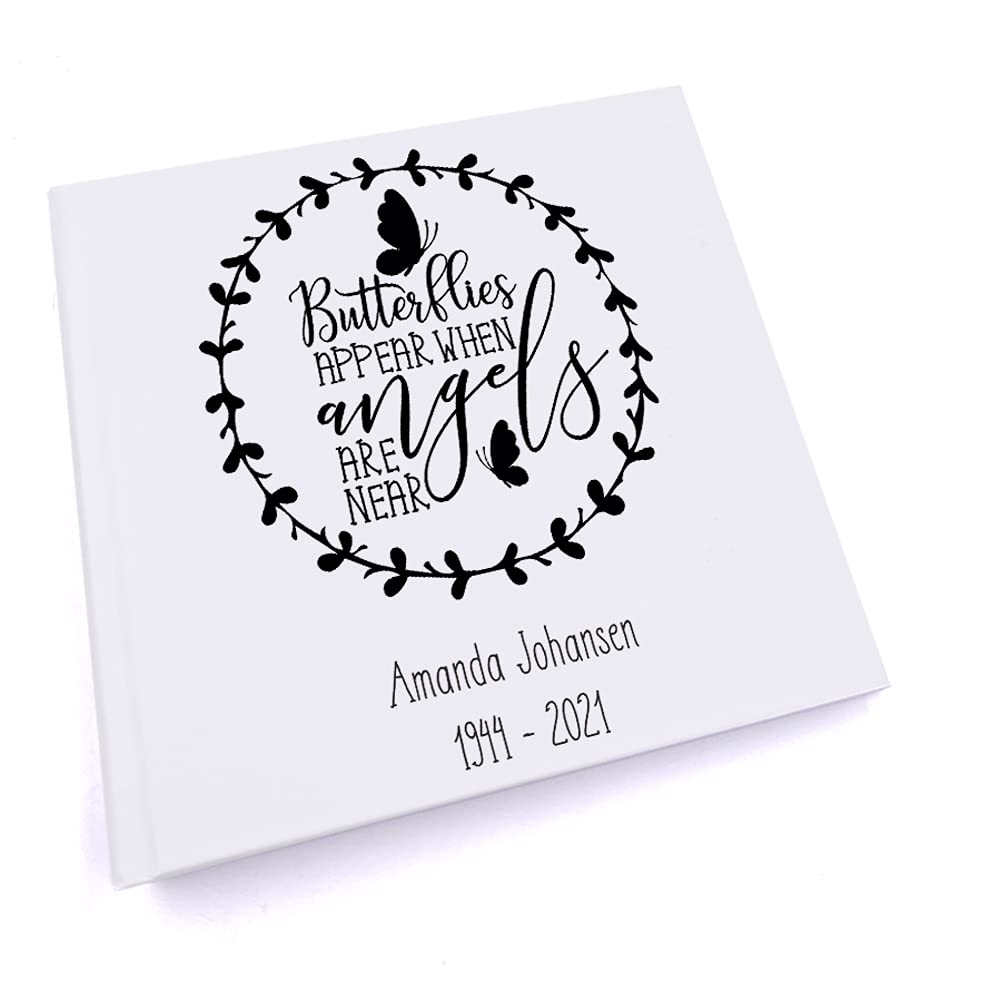 Ukgiftstoreonline White Personalised Butterflies Appear When Angels Are Near Memorial Remembrance Photo Album