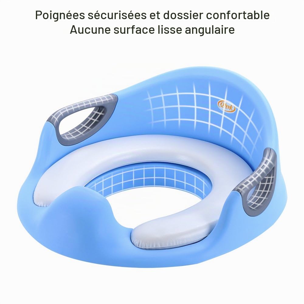Réducteurs de toilette Enfant, Apprentissage de la propreté, sécurité antidérapante, assise rembourrée, Bébé Potty pour garçons et filles, pour Toilette ronds et ovales, Bleu
