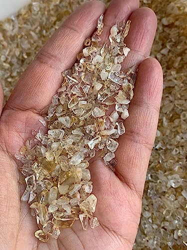 Image of GAF TREASURES 2 oz Lot Citrine Semi Tumbled Gemstone Chips, Crushed Mini Crystals, Undrilled Crystal Chips (Citrine-Light)