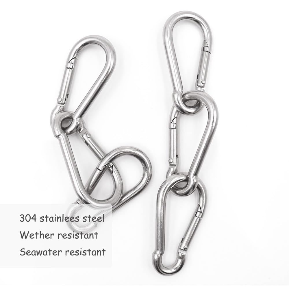6 Pezzi Moschettoni Acciaio Inossidabile 304,Moschettone Portachiavi,Forma D Moschettone,Portachiavi Piccolo, Moschettoni Zaino Trekking,per Campeggio/Trekking/Zaino-Capacità di Carico Fino a 70 kg-M6