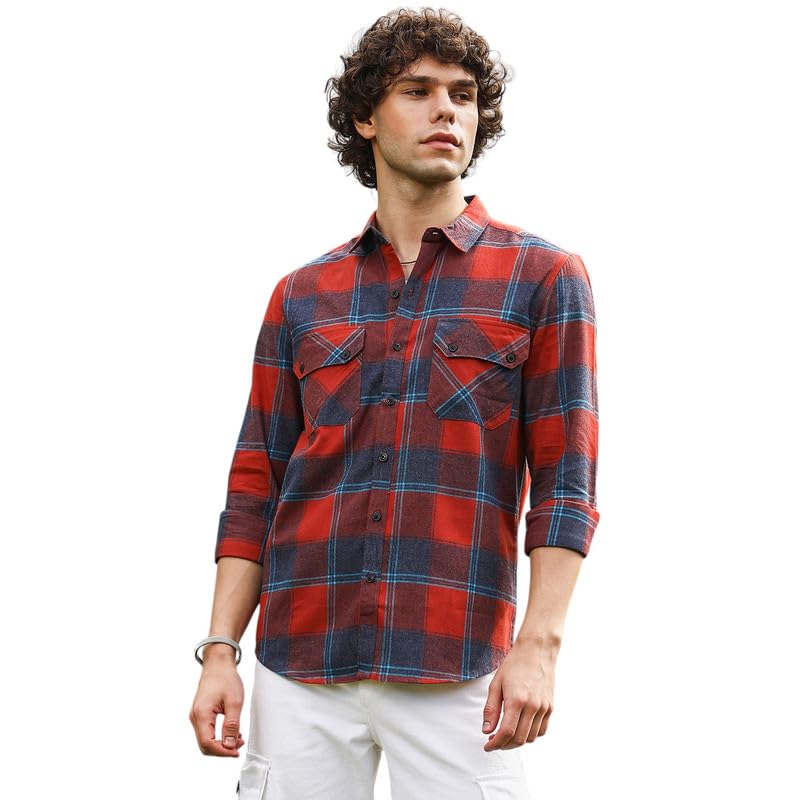 Image of CAHOOT Men's Shirt for Casual Wear | Spread Collar | Long Cuffed Sleeves | Button Closure | Shirt Crafted with Comfort Fit for Everyday Wear