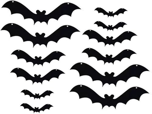 Abaodam Decoración de murciélago colgante, decoración de murciélagos colgantes, mini figuras de murciélagos negros, adornos de murciélago realista,