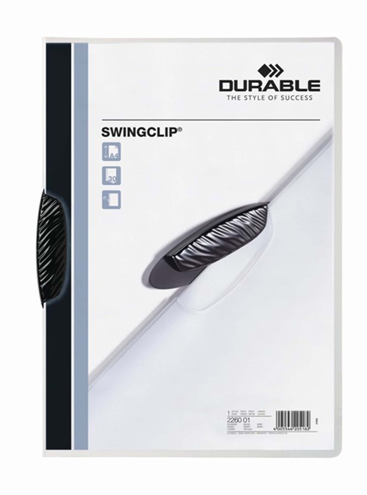 Durable Swingclip A4 File Folder with Clip, Black