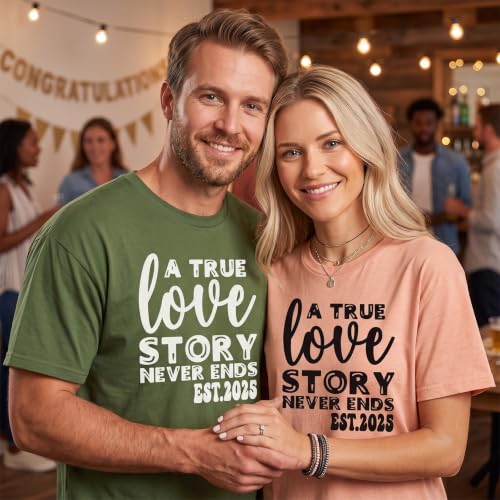 Image of Anniversary Matching Shirts, for Couple, Heart Design T-Shirt Set, Wedding Present, Honeymoon Outfit