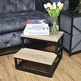 Step Stool for Adults and Kids, Bed Steps for High Bed with Corner Protectors, 2 Steps Wooden...