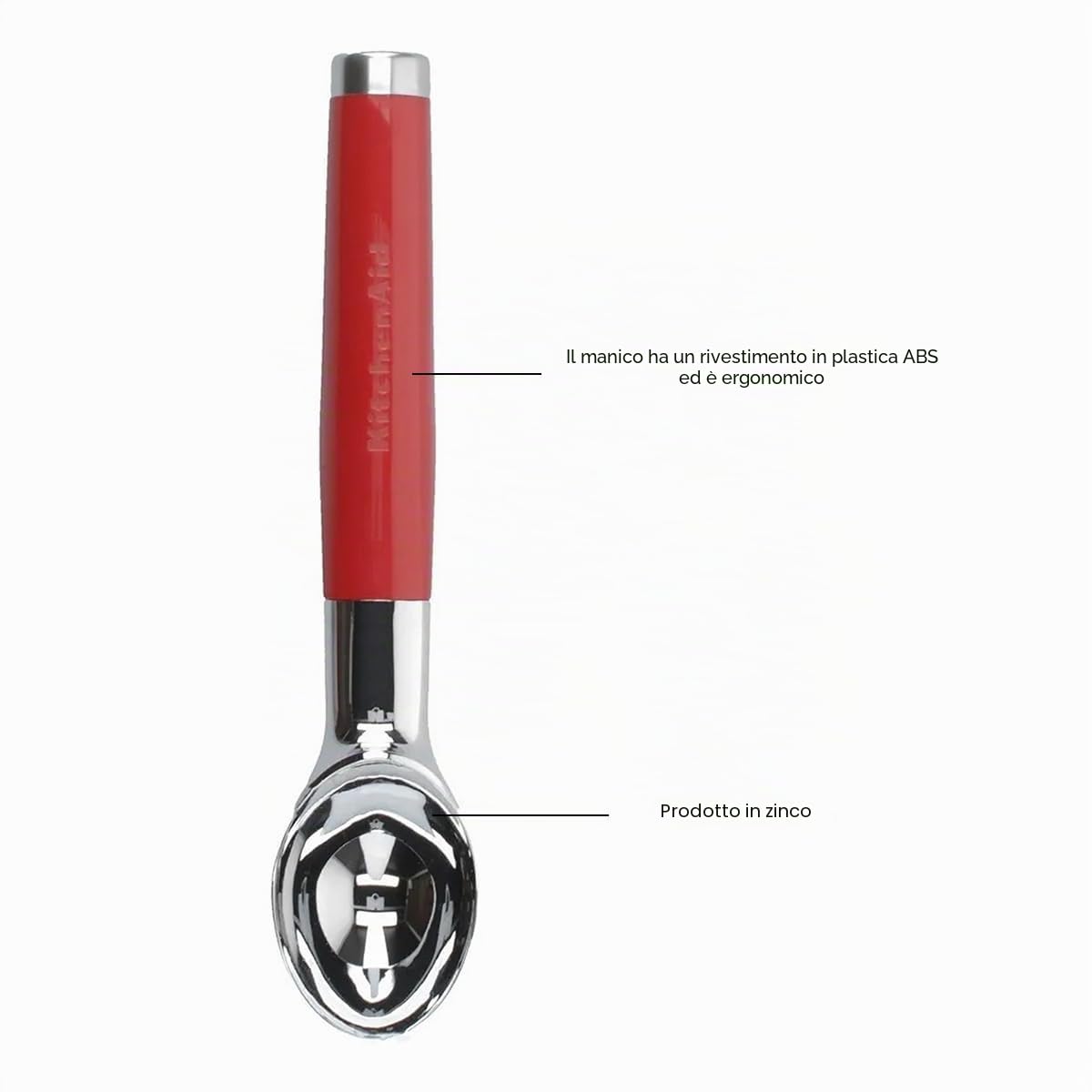 KitchenAid Paletta Gelato, Cucchiaio Porzionatore Gelato, Gadget da Cucina Lavabile In Lavastoviglie, Nero Onice