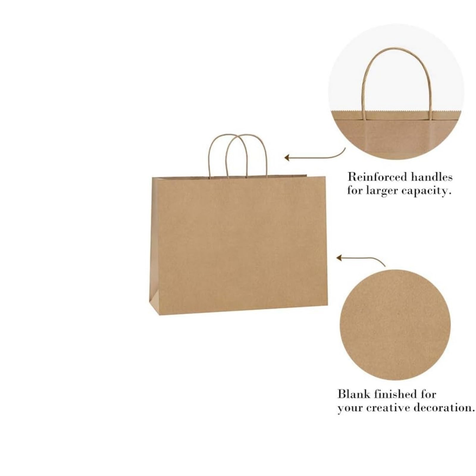 Bolsas de Papel Bolsas de papel Kraft con asas regalo a granel for compras comestibles
