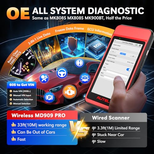Autel MD909 PRO MaxiDiag OBD2 Scanner, 2026 MD909PRO BT Lite of MaxiCOM MK808S MX808S MK900, CAN FD, All System Diagnostic Tool, Up of MD906 PRO MD808 MD806, 11 Service, Battery Test, Free Update, FCA - Image 5