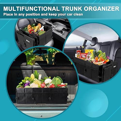 Image of Sposuit Large Trunk Organizer - 98L Collapsible Car Storage Organizer | Removable Dividers, Adjustable Securing Straps, SUV Trunk Organizers for Grocery Cargo, Car Organization for Truck SUV Van