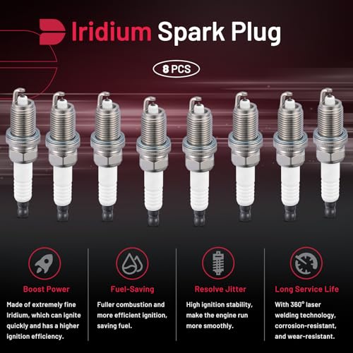 Image of BDFHYK 97932 Iridium Spark Plugs Compatible with Dodge Dakota 2005-2007 4.7L V8 Engines Replacement for IZFR5L-11 AI3923 XP3923 XP5224 IZFR5L11 Set of 8