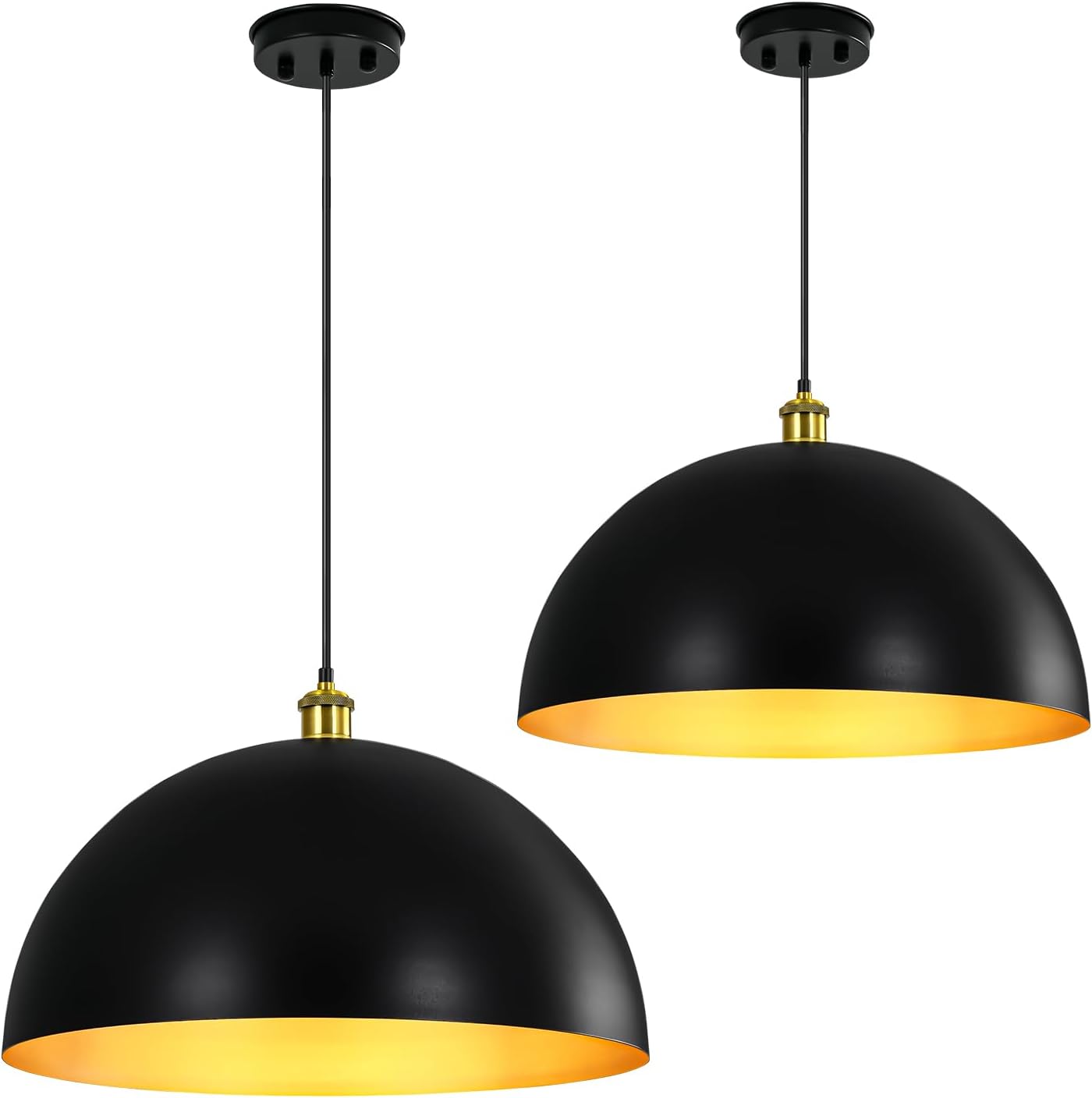 Chandelier Ceiling Light Fixture 12 inch Pendant Lights Kitchen Island Hanging lamp Ceiling Lighting Modern Black and Gold Farmhouse Vintage lamp (12 inch (2PCS))