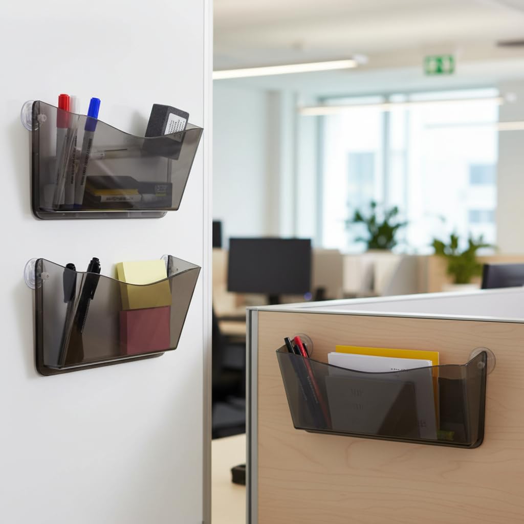 Azar Displays 250055-SMK - Soporte de plástico para archivos de pared con ventosas, color ahumado, paquete de 4
