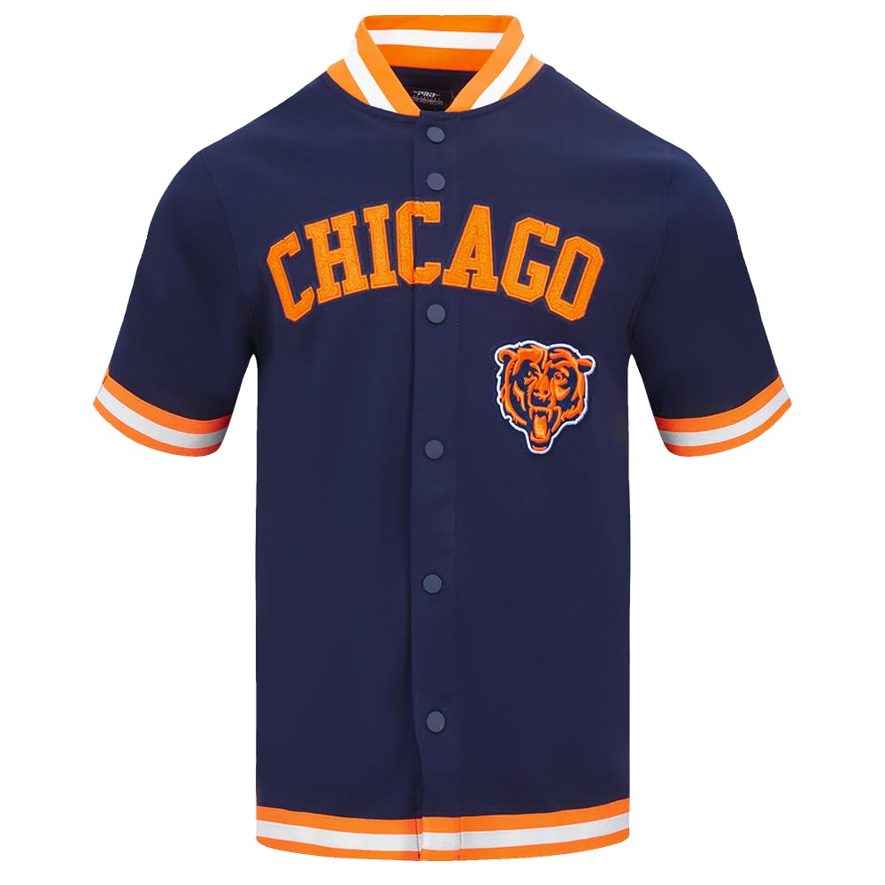 Pro Standard Mens NFL Chicago Bears Classic Chenille Button Down Midnight Navy/Orange M