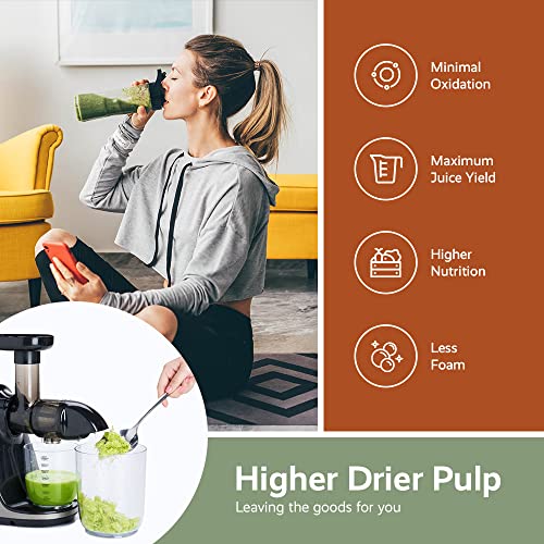 Jocuu Slow Masticating Juicer With 2-Speed Modes - Cold Press Juicer Machine - Quiet Motor & Reverse Function - Easy To Clean Juicer Extractor - Juice Recipes For Fruits & Vegetables (Grey) #TOP4